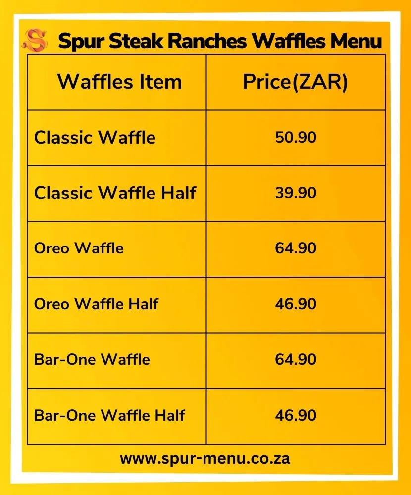 Spur Steak Ranches Waffles Menu Price