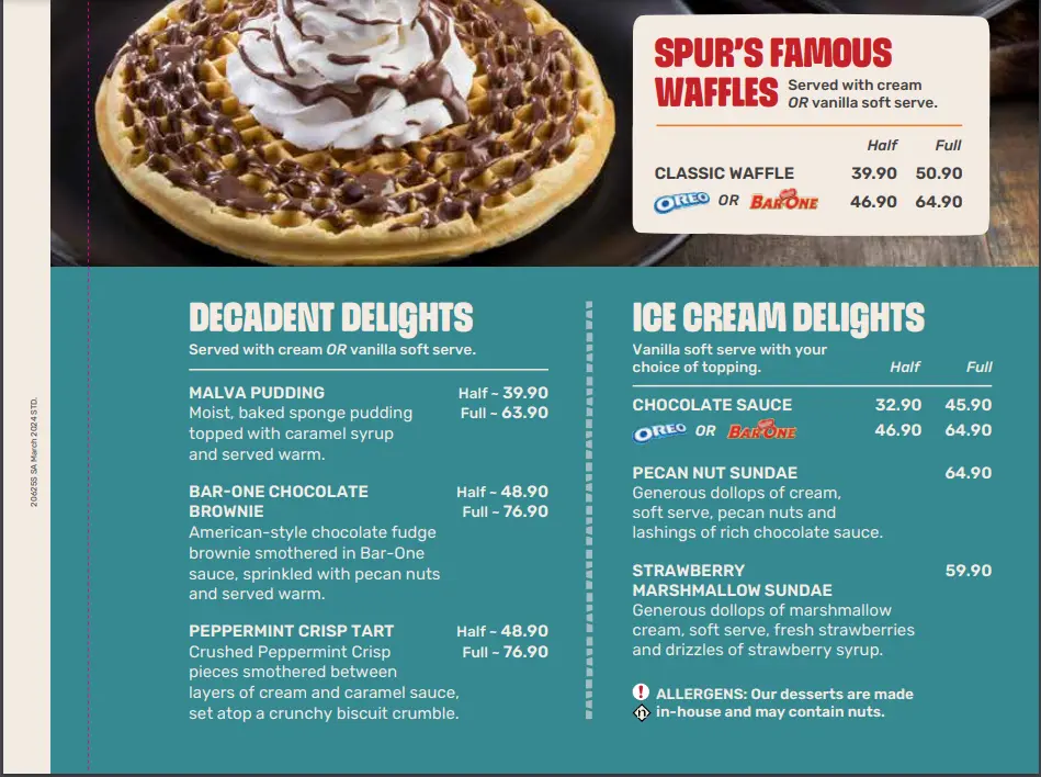 Spur Waffles, Decadent Delights And Ice Cream Delights