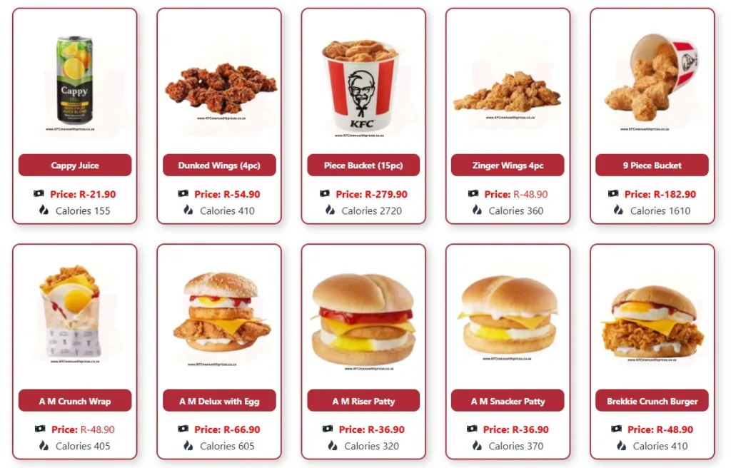 KFC Breakfast Menu