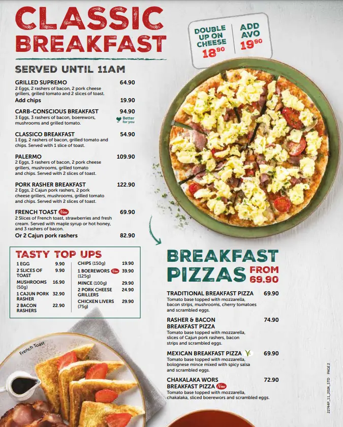 Panarottis Breakfast Menu