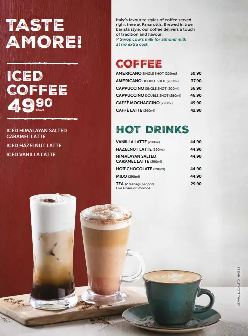 Panarottis Coffees Menu