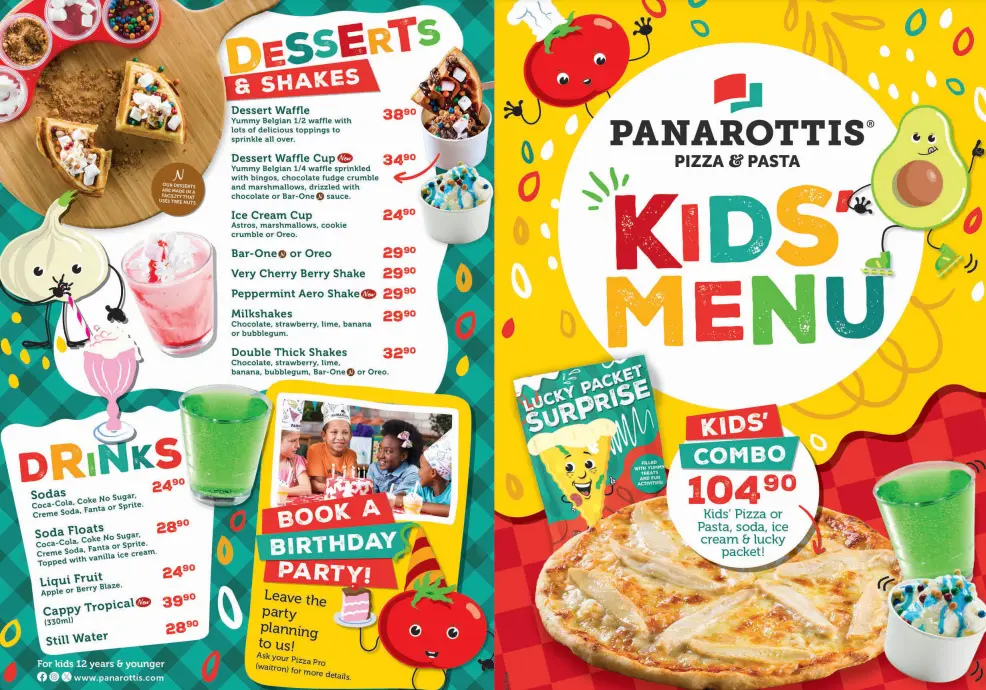 Panarottis Kides Menu